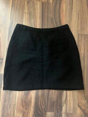Vintage 100% wool black mini skirt size 4